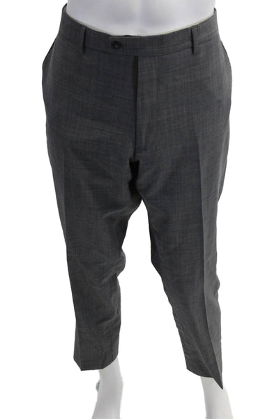 Bloomingdales The Mens Store Mens Cropped Dress Pants Dark Gray Wool Size 40