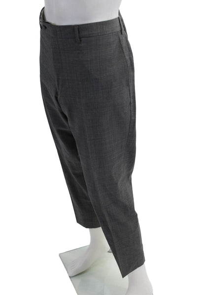 Bloomingdales The Mens Store Mens Cropped Dress Pants Dark Gray Wool Size 40