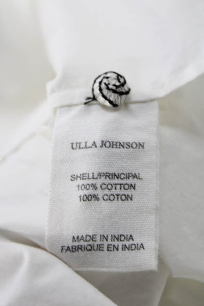 Ulla Johnson Womens White Cotton High Neck Button Up Blouse Size 0