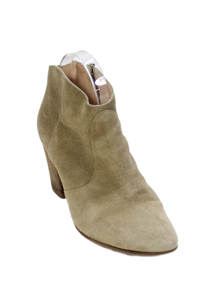Club Monaco Womens Suede Textured Zip Bootie Block Heels Nude Size 7.5
