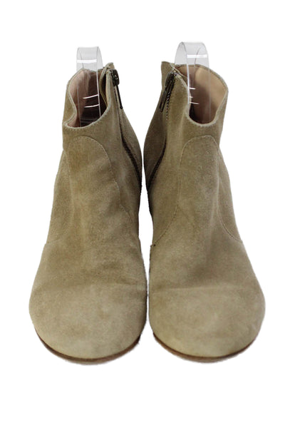 Club Monaco Womens Suede Textured Zip Bootie Block Heels Nude Size 7.5
