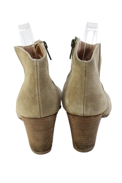 Club Monaco Womens Suede Textured Zip Bootie Block Heels Nude Size 7.5