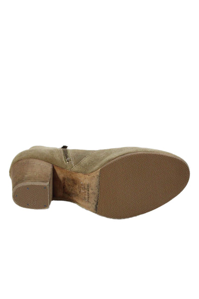 Club Monaco Womens Suede Textured Zip Bootie Block Heels Nude Size 7.5