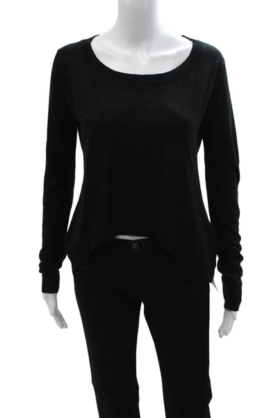 John + Jenn Unisex Pullover Sweater Black Button Crewneck Size S