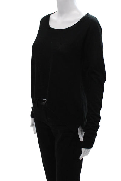 John + Jenn Unisex Pullover Sweater Black Button Crewneck Size S