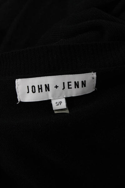 John + Jenn Unisex Pullover Sweater Black Button Crewneck Size S