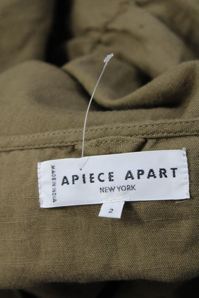Apiece Apart Women Blouson Dress Brown Long Sleeve Drawstring Knee Size 2