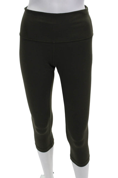 Lululemon Women Capri Cropped Green Nylon Leggings Size 8