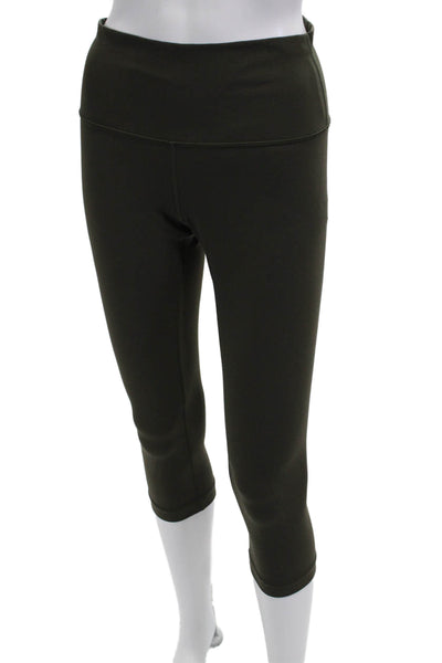 Lululemon Women Capri Cropped Green Nylon Leggings Size 8