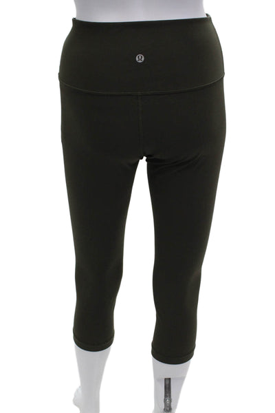 Lululemon Women Capri Cropped Green Nylon Leggings Size 8