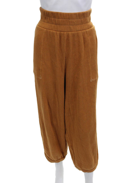 FP Beach Womens Cropped Sweatpants Brown Cotton Polyester Beach Size M