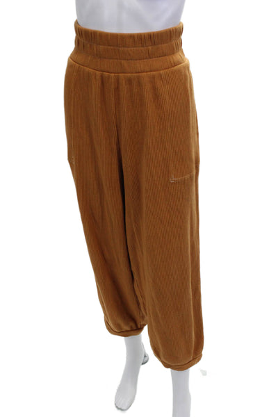 FP Beach Womens Cropped Sweatpants Brown Cotton Polyester Beach Size M