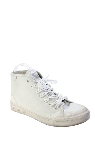 Rag & Bone Womens Leather Lace-Up High-Top Casual Sneakers White Size 8