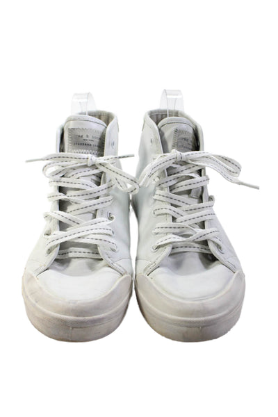 Rag & Bone Womens Leather Lace-Up High-Top Casual Sneakers White Size 8