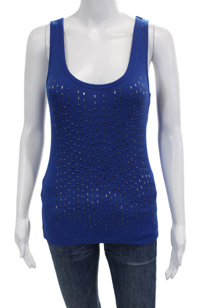 Calvin Klein Women Basic Sleeveless Tank Blue Rayon Spandex Round Neck Size S