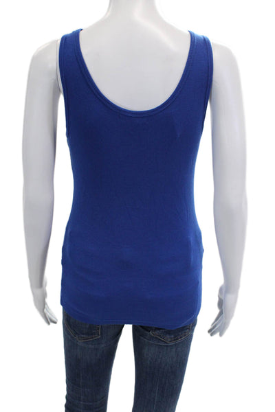 Calvin Klein Women Basic Sleeveless Tank Blue Rayon Spandex Round Neck Size S