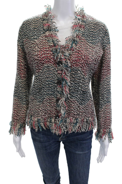 Missoni Unisex Cardigan Beige Herringbone V-Neck Button Long Sleeve Size M