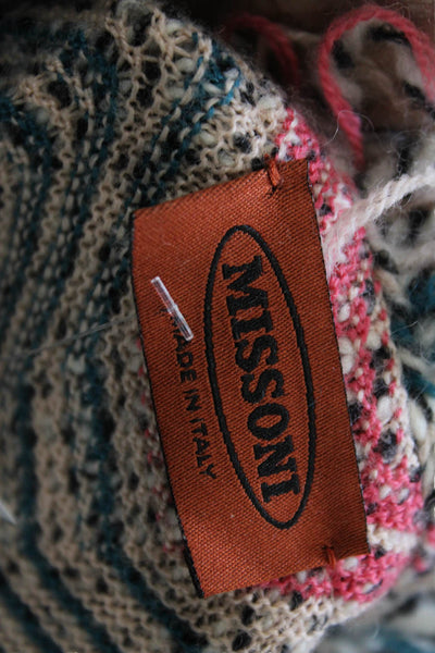 Missoni Unisex Cardigan Beige Herringbone V-Neck Button Long Sleeve Size M