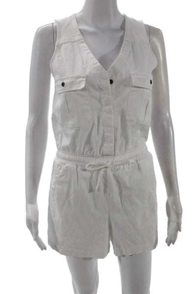 Splendid Women White Sleeveless V Neck Jumpsuit Petite Size XS