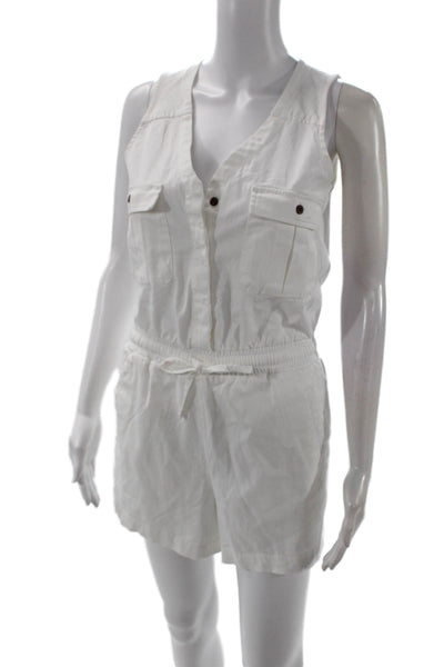 Splendid Women White Sleeveless V Neck Jumpsuit Petite Size XS