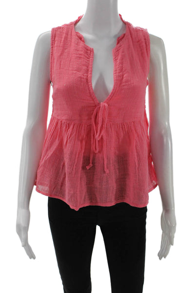 Elan Women Bohemian Sleeveless Pink Blouse Drawstring Size XS