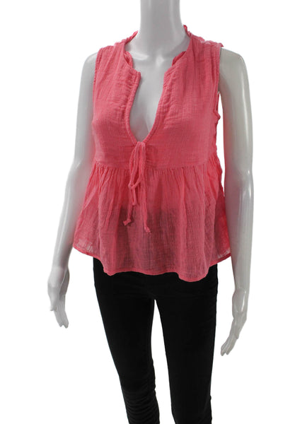 Elan Women Bohemian Sleeveless Pink Blouse Drawstring Size XS