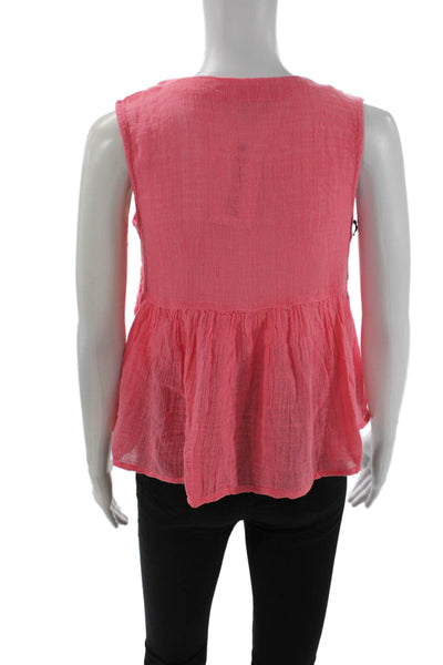 Elan Women Bohemian Sleeveless Pink Blouse Drawstring Size XS