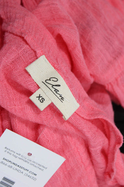 Elan Women Bohemian Sleeveless Pink Blouse Drawstring Size XS
