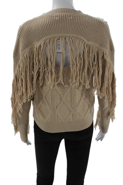 Bailey 44 Women Beige Argyle V-Neck Pullover Sweater Angora Long Sleeve Size XS