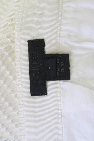 J Crew Womens A-Line Pleated Knee Length Skirt White 100% Polyester Size 6
