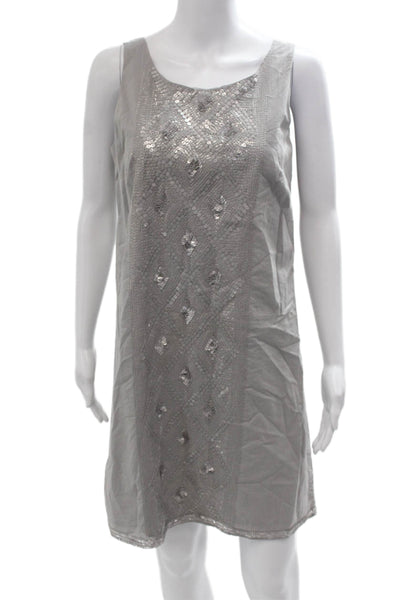 Calypso Saint Barth Women Shift Dress Gray Sleeveless Argyle Size S