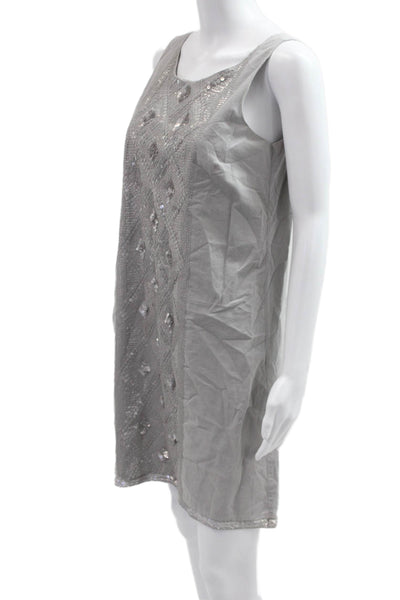 Calypso Saint Barth Women Shift Dress Gray Sleeveless Argyle Size S