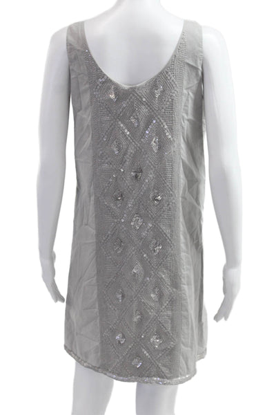 Calypso Saint Barth Women Shift Dress Gray Sleeveless Argyle Size S