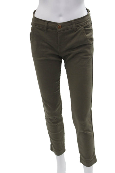 NSF Womens Green Cotton Cropped Ankle Chino Pants Size 25