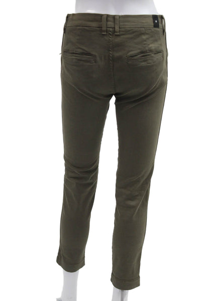 NSF Womens Green Cotton Cropped Ankle Chino Pants Size 25