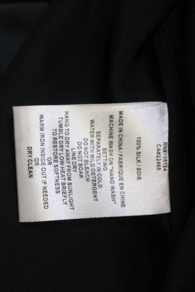 Go Silk Women 100% Silk High Neck Sleeveless Blouse Black 80s Size M