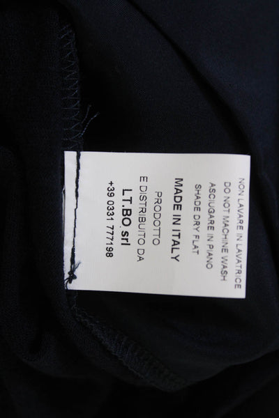 Whyci Milano Womens Designer Blouse Dark Blue Wool Blend Long Sleeve Size 44