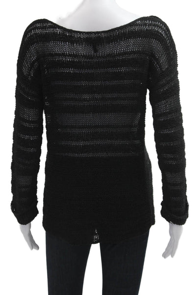 Splendid Womens Pullover Sweater Black Striped Round Neck Longsleeve Size S