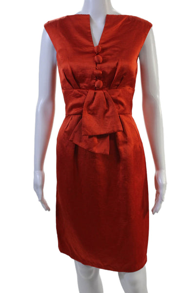 Nanette Lepore Women Sheath Dress Orange V-Neck Knee Length Sleeveless Size 6