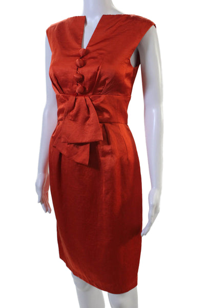 Nanette Lepore Women Sheath Dress Orange V-Neck Knee Length Sleeveless Size 6