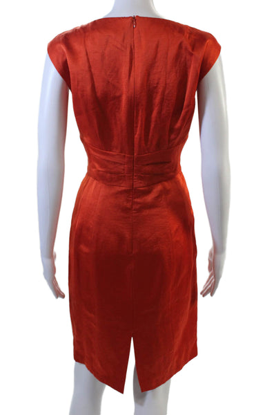 Nanette Lepore Women Sheath Dress Orange V-Neck Knee Length Sleeveless Size 6
