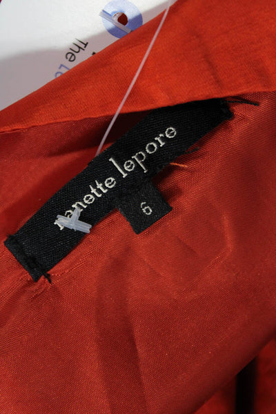 Nanette Lepore Women Sheath Dress Orange V-Neck Knee Length Sleeveless Size 6