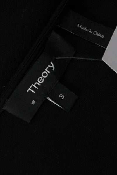 Theory Women Black V-Neck Short Sleeve Tunic Designer Viscose Blend Size S