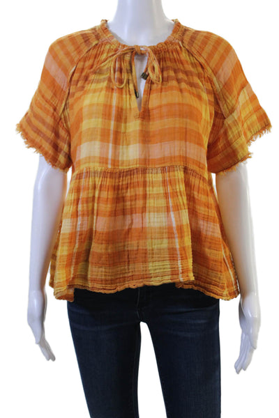 Pilcro and the Letterpress Anthropologie Women Tunic Blouse Orange Size XS