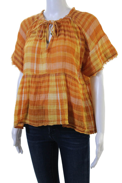 Pilcro and the Letterpress Anthropologie Women Tunic Blouse Orange Size XS