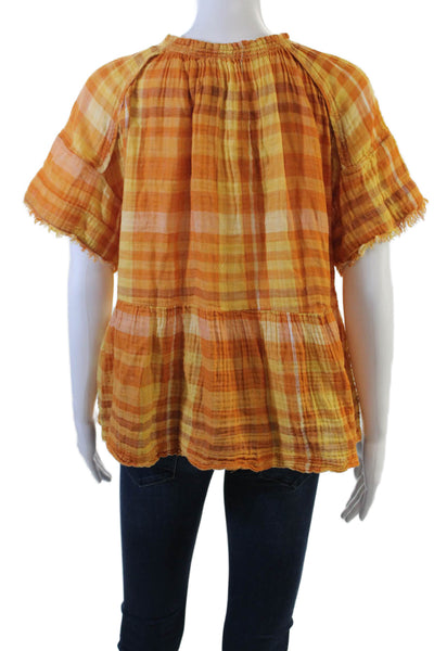 Pilcro and the Letterpress Anthropologie Women Tunic Blouse Orange Size XS