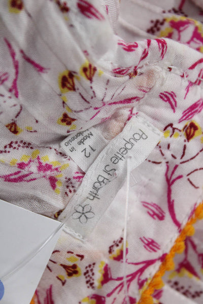 Poupette St. Barth Women V-Neck Floral Viscose Tunic Sleeveless White Size 12