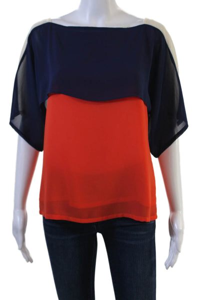 The Cue Womens Dark Blue Sleeveless Cotton Blouse Size XS
