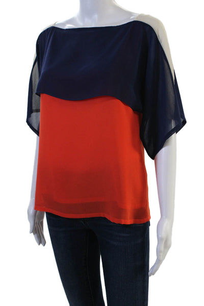 The Cue Womens Dark Blue Sleeveless Cotton Blouse Size XS