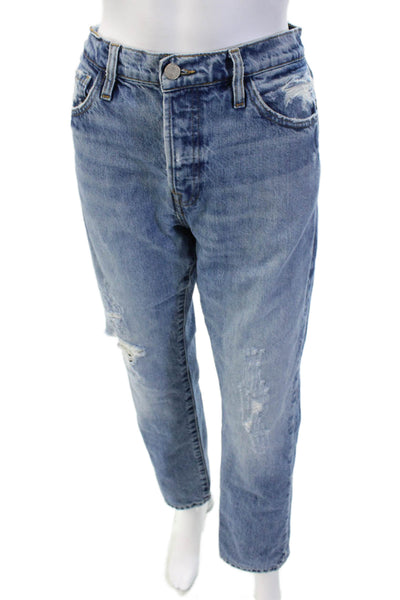 Frame Women Boyfriend Mom Jeans High Rise Blue Button 100% Cotton Size 26